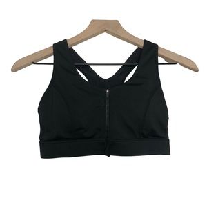 VFU Black Racerback Sports Bra Zip Front Mesh Side Detail